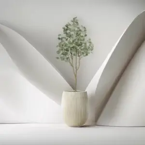 עץ אקליפטוס מלאכותי 1.5 מטר כולל כד סנטוריני